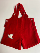 Vintage Valentine Romper Infant Red Velvet Jumper Kitty Embroidery
