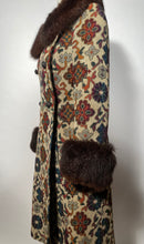 Midbrooke 60s Tapestry Coat Mod Colorful Pattern Double Breasted Belted Back XS