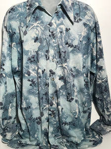 Blue Floral Men's Disco Shirt Size Double Extra Large Disco RENTAL XXL