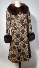 Midbrooke 60s Tapestry Coat Mod Colorful Pattern Double Breasted Belted Back XS
