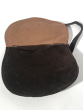 1970s Soft Brown Suede Leather Trim Shoulder Hobo Handbag