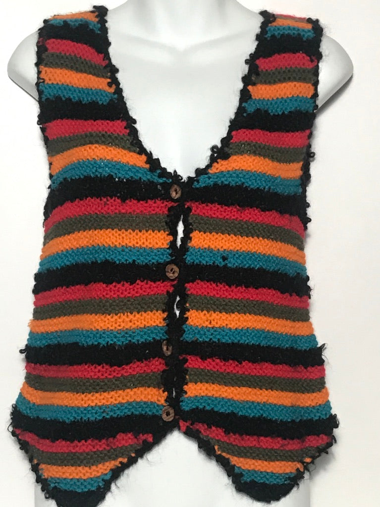 Colorful Wool Knit Vest Saks Fifth Ave Size M