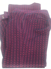 1970s Geometric Pattern Red Blue Polyester Flare Pant 33x32