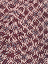 1970s Geometric Plaid Pattern Maroon Baby Blue Polyester Flare Pant 35x32
