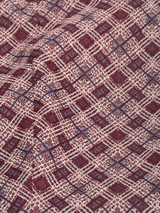 1970s Geometric Plaid Pattern Maroon Baby Blue Polyester Flare Pant 35x32