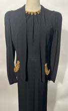 1940s 2 Piece Rayon Crepe Black Ballgown With Bolero
