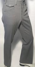 1970s Grey Ribbed Polyester Flare Disco Pant 30" x 31"