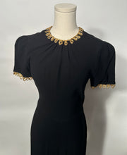 1940s 2 Piece Rayon Crepe Black Ballgown With Bolero