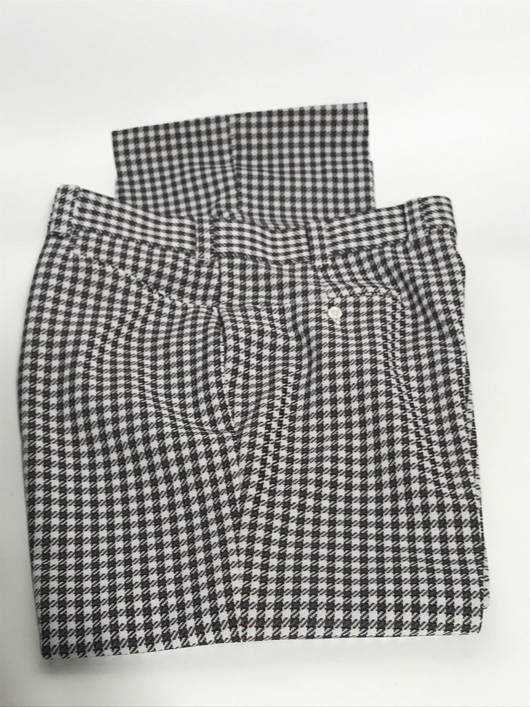 1970s Levis Panatella Grey Red Herringbone Pattern Polyester Flare Pant 38x32