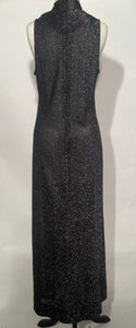 1970s Black Silver Lame Sleeveless Maxi Dress By Johnnye