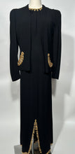 1940s 2 Piece Rayon Crepe Black Ballgown With Bolero