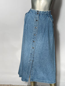 1990s Gloria Vanderbilt Jean Midi Skirt Size Large