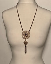 Vintage Geometric Floral Long Tassel Necklace By Lisner