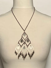 Large Dangling Silver Tone Diamond Hinge 1970s Necklace