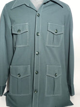 Men's 1970s Green Vintage Leisure Button Down Top Pocket Front