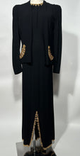1940s 2 Piece Rayon Crepe Black Ballgown With Bolero