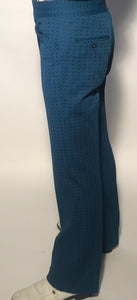 1970s Polyester Disco Pant Blue Black Knit Flare Pants 30x30