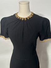 1940s 2 Piece Rayon Crepe Black Ballgown With Bolero