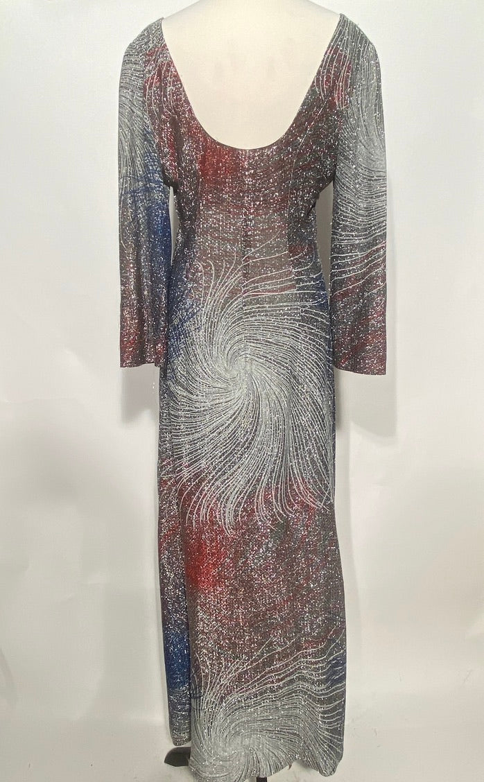 1970s Firecracker 4th of July Lame Maxi Dress – Divine Finds®