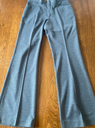 1970s Wright Disco Pant Grey Knit Dress Pants Flare 33x32 NWT