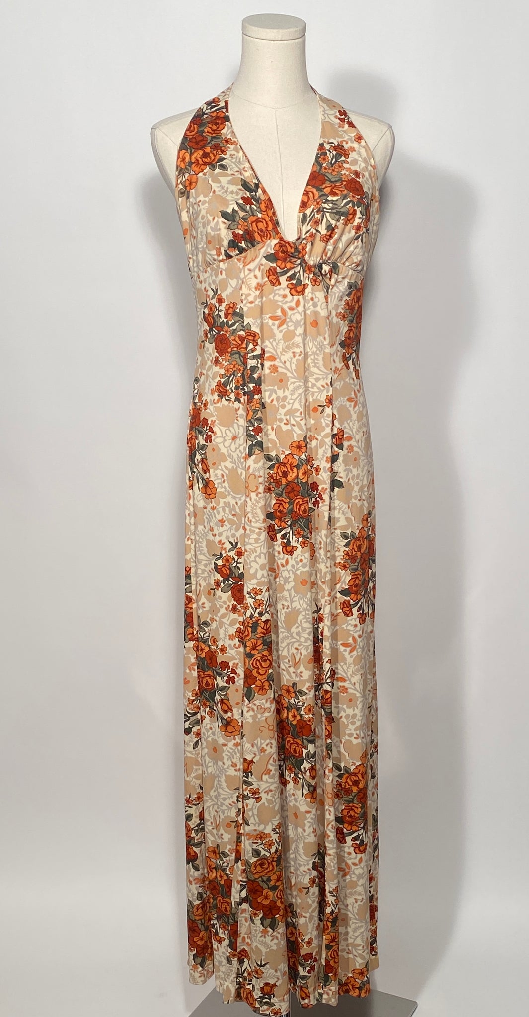 1970s Floral 2 Piece Halter Maxi Dress With Tie Front Bolero Divine Finds 1970s Floral 2 Piece Halter Maxi Dress With Tie Front Bolero Divine Finds
