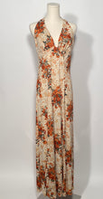 1970s Floral 2 Piece Halter Maxi Dress With Tie Front Bolero