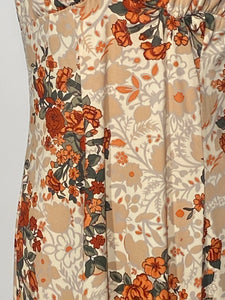 1970s Floral 2 Piece Halter Maxi Dress With Tie Front Bolero