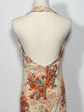 1970s Floral 2 Piece Halter Maxi Dress With Tie Front Bolero