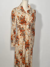 1970s Floral 2 Piece Halter Maxi Dress With Tie Front Bolero