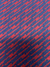 1970s Geometric Pattern Red Blue Polyester Flare Pant 33x32