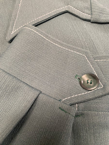 Men's 1970s Green Vintage Leisure Button Down Top Pocket Front