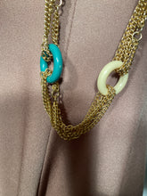 Multi Strand Circular Colored Accent Triple Chain Long Necklace