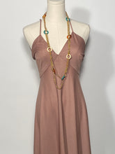 Multi Strand Circular Colored Accent Triple Chain Long Necklace