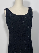 1950s Rayon Black Sequined Wiggle Dress