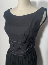 Vintage Jr. Theme Black Crepe Full Skirted Applique Cocktail Dress
