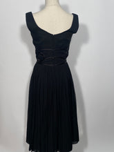 Vintage Jr. Theme Black Crepe Full Skirted Applique Cocktail Dress
