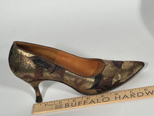 1950s Gold Earthtone Browns Floral Metallic Woven DeLiso Debs Designed by Paulter Heels Sz 5.5