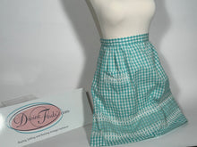 Teal Gingham Vintage Apron Stitched Smocked Ribbon