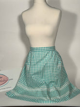 Teal Gingham Vintage Apron Stitched Smocked Ribbon