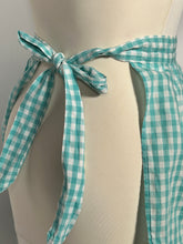 Teal Gingham Vintage Apron Stitched Smocked Ribbon