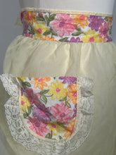 Sheer Yellow Floral Trim Vintage Apron