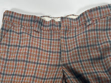 1970s Levis Panatella Rust Green Grey Plaid Polyester Cuffed Bottom Flare Pant