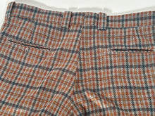 1970s Levis Panatella Rust Green Grey Plaid Polyester Cuffed Bottom Flare Pant