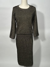 Early 1980s YSL Rive Gauche Made In Hong Kong Metallic 2 Piece Skirt Top