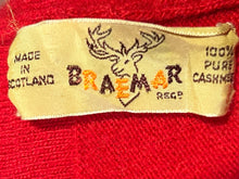 1950s 100% Scottish Cashmere Red Sweater 3/4 Sleeve By Braemar