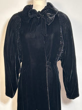 1930s Art Deco Textured Black Velvet Opera Evening Coat
