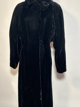 1930s Art Deco Textured Black Velvet Opera Evening Coat