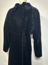1930s Art Deco Textured Black Velvet Opera Evening Coat
