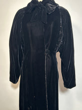 1930s Art Deco Textured Black Velvet Opera Evening Coat