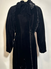 1930s Art Deco Textured Black Velvet Opera Evening Coat